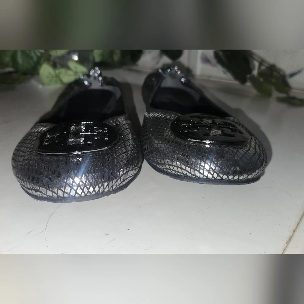 Tory Burch Black Snakeskin Flats - Picture 2 of 6